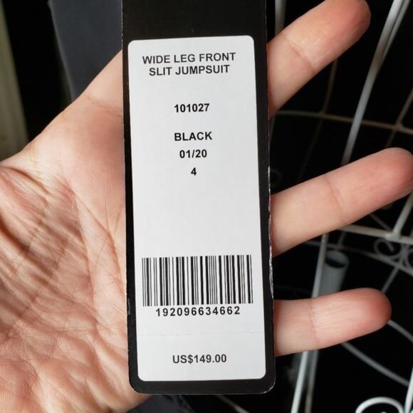 NWT Bebe Wide Leg Slit Jumpsuit in Black Size 4 - Picture 5 of 11